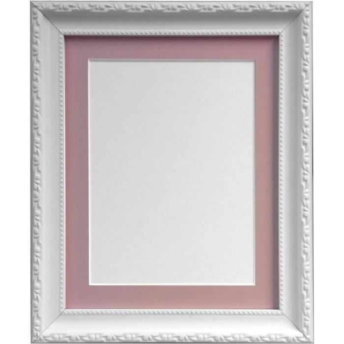 Cadre Photo Blanc Style Shabby Chic - 61x50 Cm - Avec Ornements Floraux - Occasion