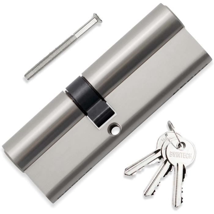 Cylindre De Serrure Yale Avec 2 Clés Identiques - Pour Porte D'entrée UPVC - Anti-crochetage - Finition Nickel