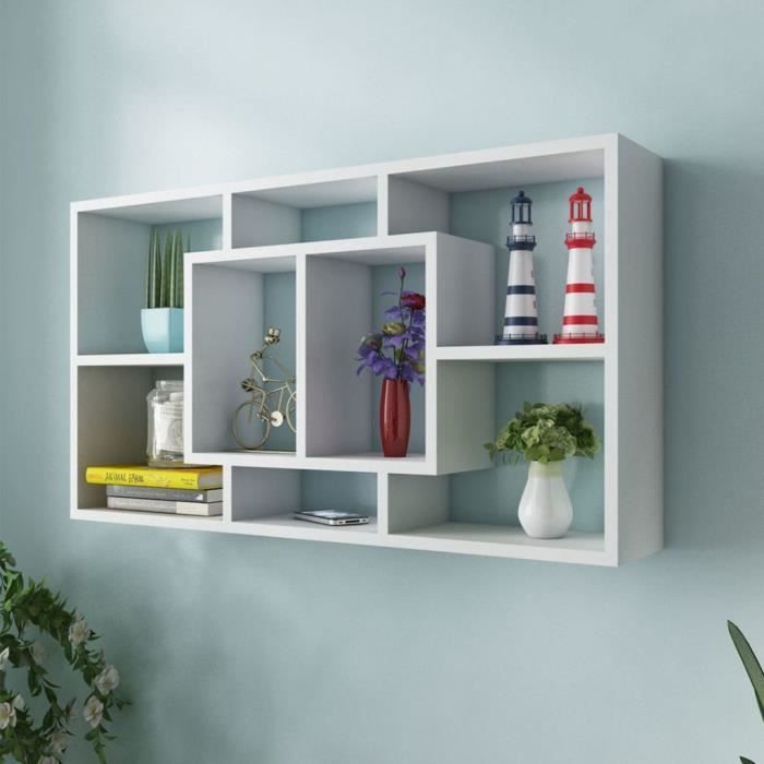 Etagere Multicase Murale Blanche Salon Salle A Manger Sejour