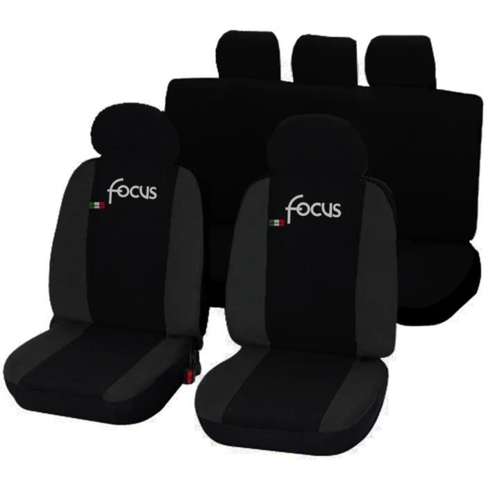 Housses de siège deux-colorés pour Ford Focus - noir gris foncè