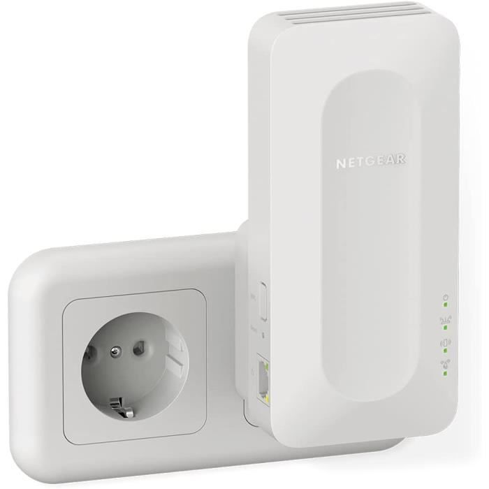 NETGEAR Répéteur WiFi 6 (EAX12), Amplificateur WiFi AX1600, Repeteur WiFi Puissant couvre jusqu'à 100 m², 1.6 Gigabit/s, WiFi Extender compatible toutes Box, WiFi Booster 1 seul nom de réseau WiFi