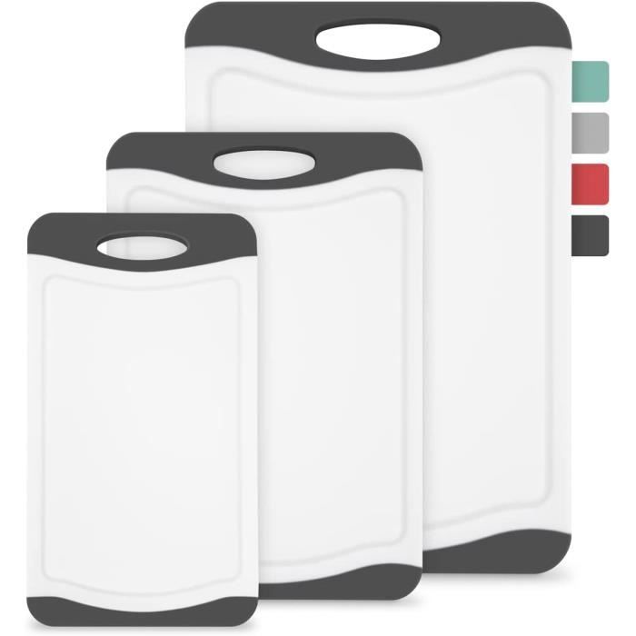 Set De 3 Planches à Découper Anti-dérapantes - Avec Rainure De Jus - Sans BPA - Lavable Lave-vaisselle