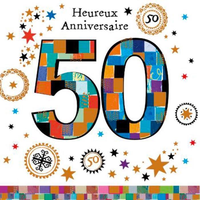 Carte anniversaire 50 ans écriture orange
