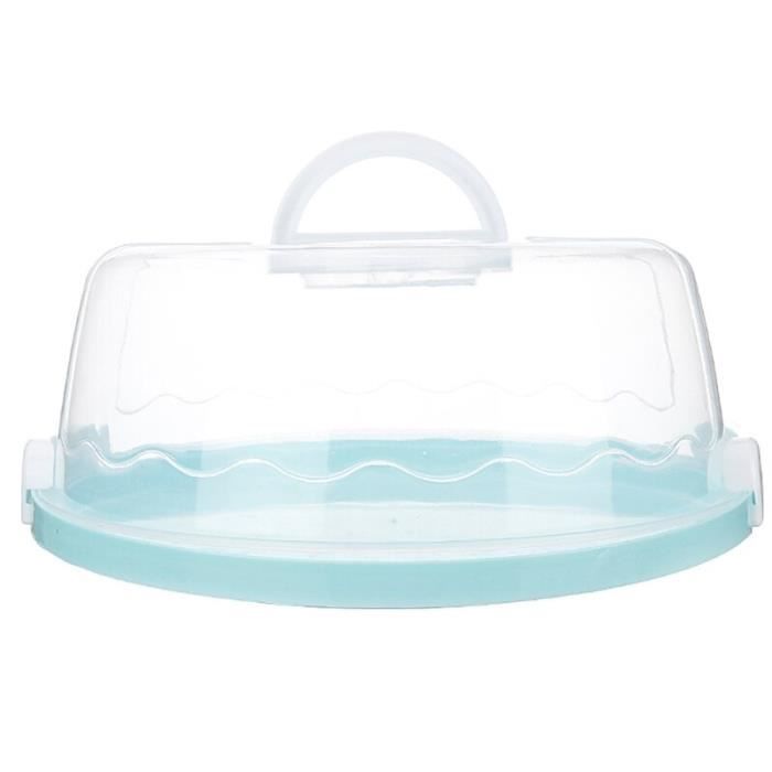 Boîte à gâteau portable avec poignée de transport pour cupcakes - Vert - Rond - Couvercle de transport à clip - Boîte de rangement à gâteau ronde avec poignée de transport