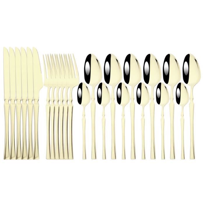 Set De Couverts Dorés 30 Pièces Pour 6 Personnes - Acier Inoxydable, Design élégant, Lave-vaisselle