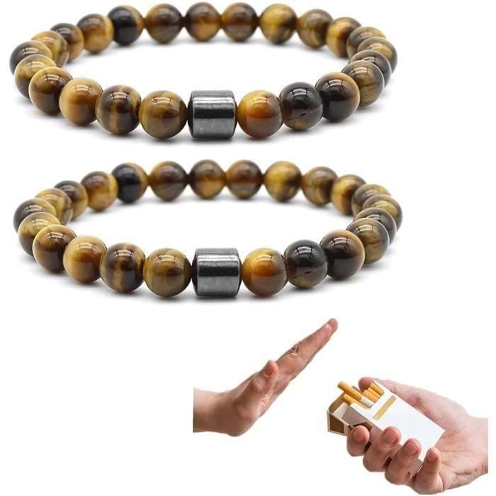 2 Bracelets Magnétiques Hématite - Sevrage Tabagique & Anti-Stress - Noirs