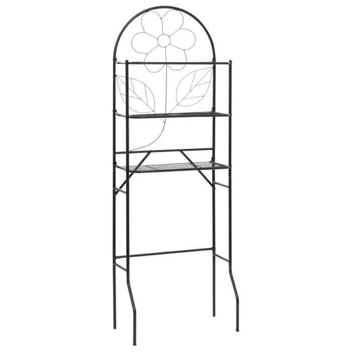 Meuble Wc Etagere De Toilette Noir 60 33 174 Cm Achat Vente