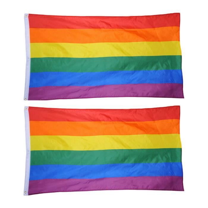 1pc Polyester Drapeau Arc-en-ciel 3x5ft Gay Pride Lesbian paix LGBT oeillets Holiday 