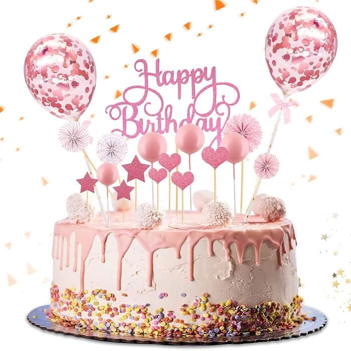 Décoration De Gâteau D'anniversaire « Happy Birthday » - Décorations De Fête D'anniversaire à Paillettes