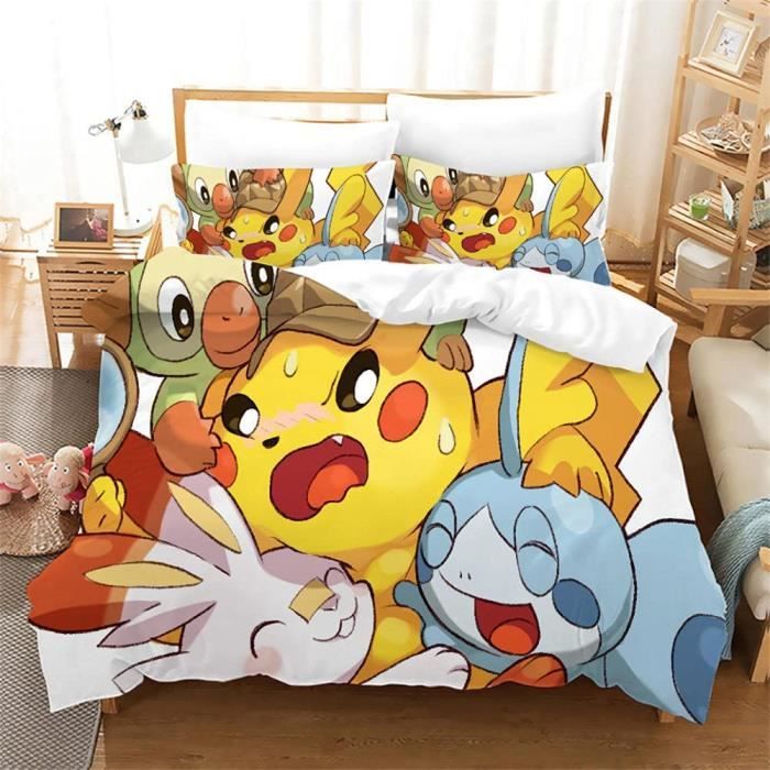 Housse De Couette Parure De Lit Pokemon Pok mon Pikachu 3 Pi ces housse-de-couette-parure-de-lit-pokemon-pok-mon-pikachu-3-pi-ces