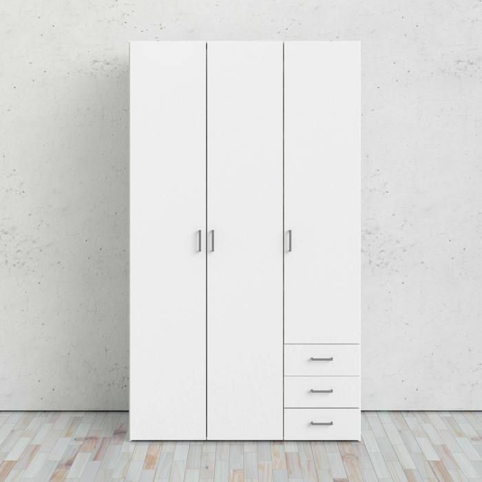 Dmora - Grande armoire polyvalente Suzette 115 8 x 49 5 x 200 4 cm blanche Panneau effet bois Dmora - Grande armoire polyvalente Suzette 115 8 x 49 5 x 200 4 cm blanche Panneau effet bois
