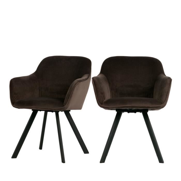 Viggo 2 Fauteuils De Table En Velours Couleur Gris