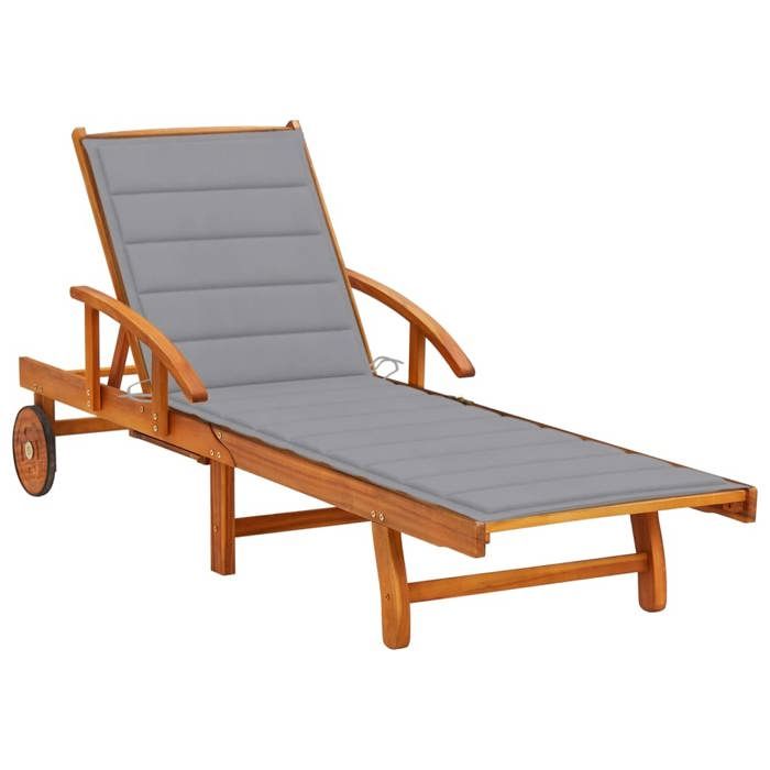 vidaXL Chaise Longue de Jardin avec Coussin Bois d'acacia - vue 4