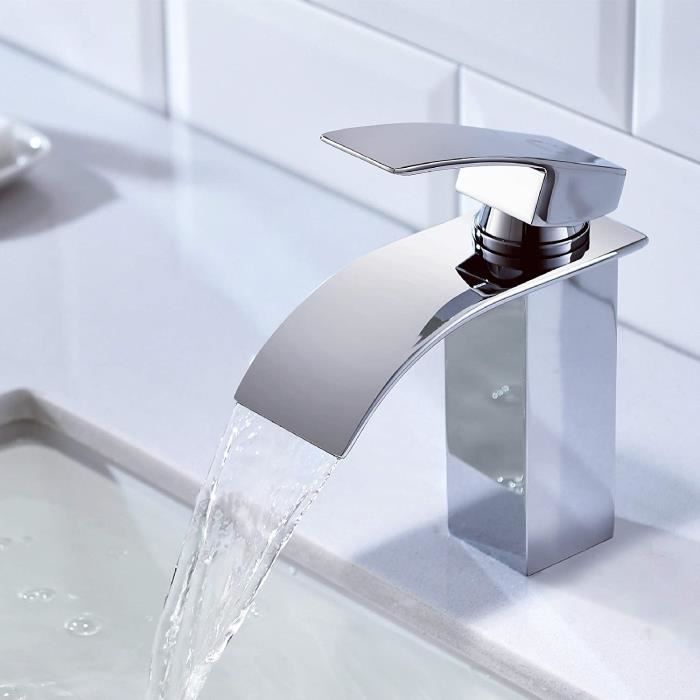 Acheter Robinet cascade salle de bains évier robinet laiton bassin robinet  d'eau haut mitigeur à levier unique chaud et froid
