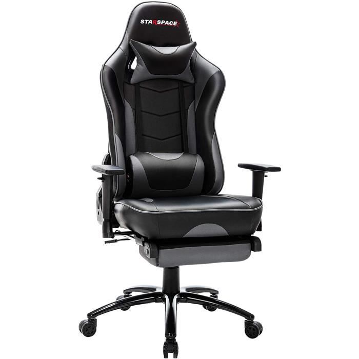 Chaise Gaming Ergonomique-135 Réglable Avec Repose-Pieds,Gris,NSMAZXO