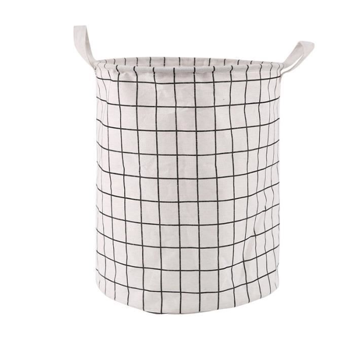 Panier à Linge Imprimé Taupe - 36 X 36 X 63 Cm, Structure Légère En Carton Et Plastique