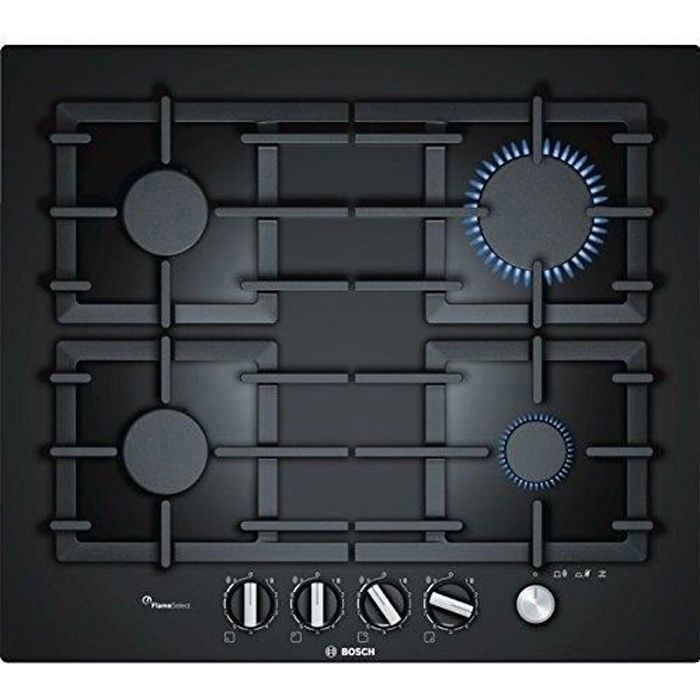 Plaque de Cuisson à gaz BOSCH Noir 4 éléments Surface en verre