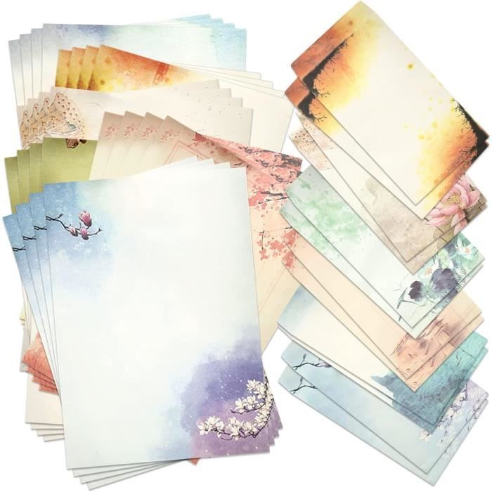 Papier à Lettres Et Enveloppes Marbre Terre Cuite - Set élégant Papier 90 G/m², Format A4 Et DL, Rose, Pour Correspondance Haut De Gamme