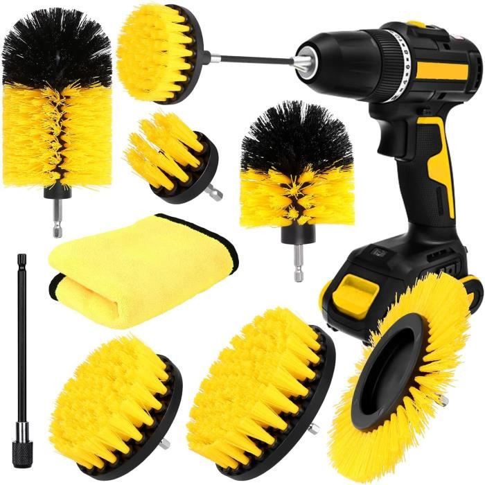 3Pcs Roue Nettoyage Brosse Kit Micro Fibre Roue Baguette Avec Poignée