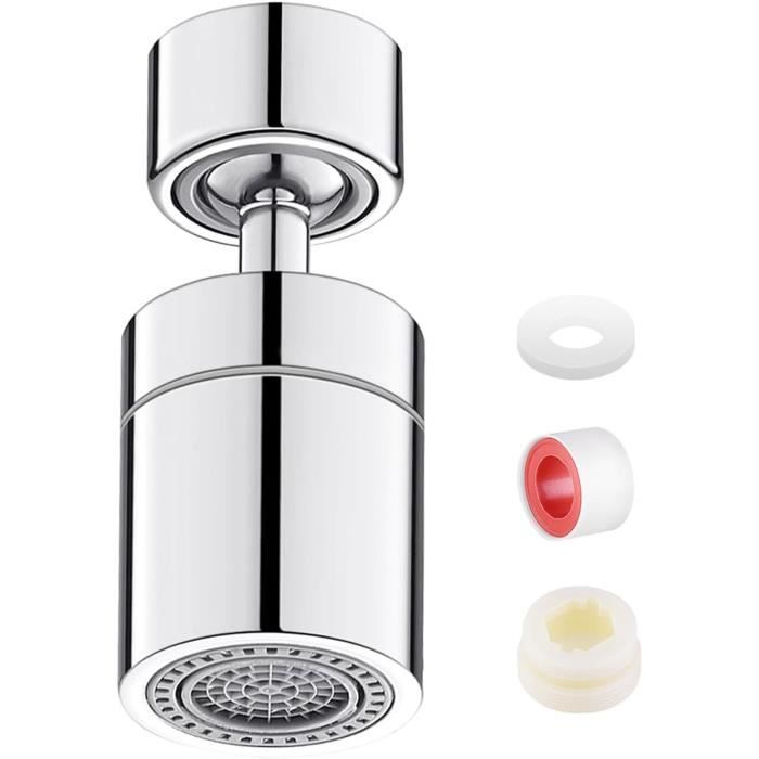 Aérateur De Robinet De Cuisine 3 Modes - Buse Pressurisée Anti-Éclaboussures 360° Rotative, Argent, 130x52mm