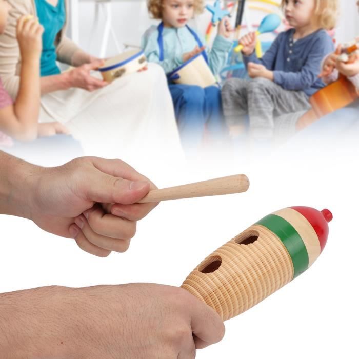 Cikonielf Guiro en forme de poisson Guiro en bois coloré poisson en