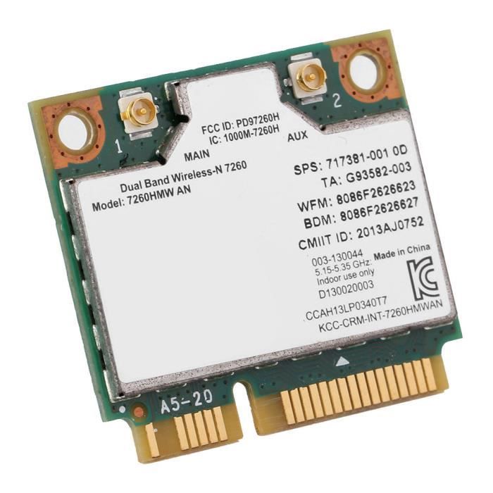 Carte Réseau WiFi AC 7265 Bibande - Mini PCI-E Demi-Hauteur 802.11ac 1200 Mbps Pour Ordinateurs Portables Et PC