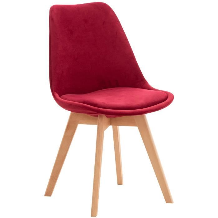 Chaise de salle à manger - CLP - Linares - Rouge - Velours - Design contemporain