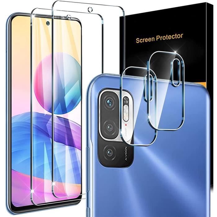 2 Verres Trempés Ecran et 2 Vitres Objectif Arrière pour Redmi Note 10 5G