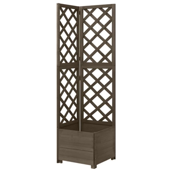 Viesurchoix Jardinière dangle en treillis Gris 40x40x150 cm Bois de sapin 117197