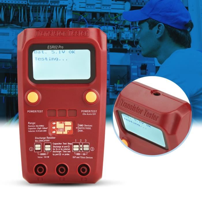 Compteur de transistor, testeur de transistor portable, LCD numérique