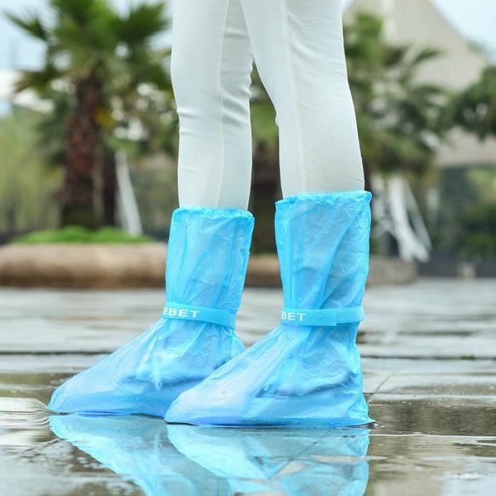 1 paire de couvre-chaussures imperméables imperméables à la pluie Surface  bleue fond bleu XL