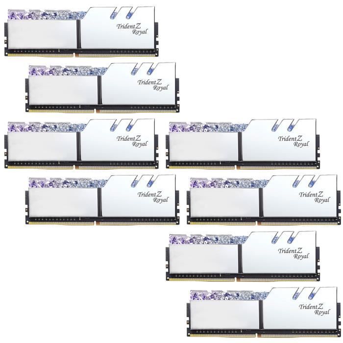  Memoire PC G.SKILL Mémoire PC Trident Z ROYAL - 128 Go - PC4-25600 / DDR4 3200 Mhz F4-3200C16Q2-128GTRS DDR4 - Gris pas cher