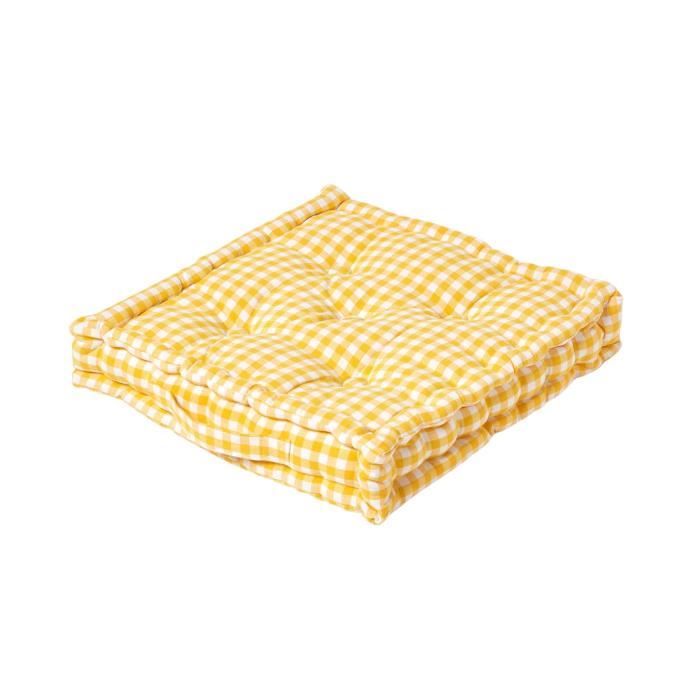 Coussin de sol Jaune Carreaux Vichy 50 x 50 cm Coussin de sol Jaune Carreaux Vichy 50 x 50 cm