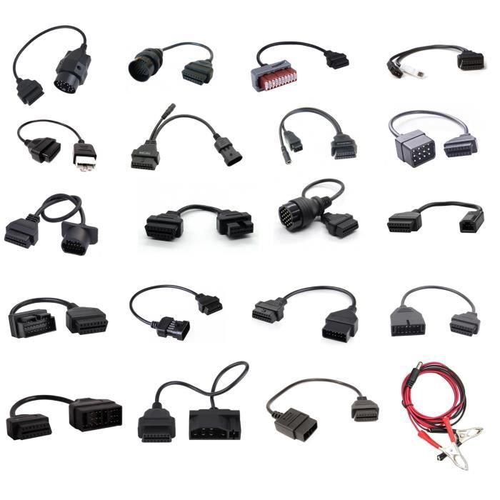 Adaptateurs OBD2 - ICARSOFT - Kit 20 pièces - Universel - Pour voitures - Diagnostic facile
