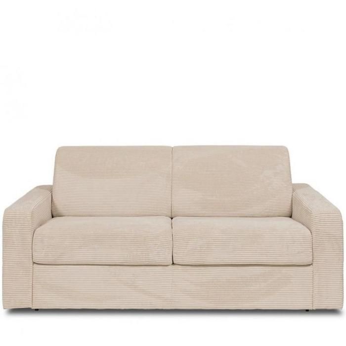 Canapé 2 places convertible et modulable - Velours côtelé Beige