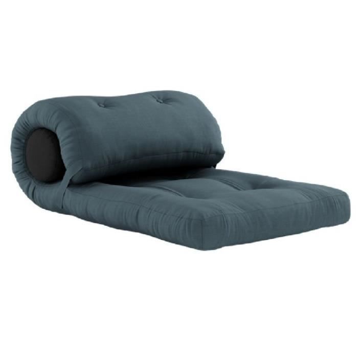fauteuil futon convertible wrap couleur bleu pétrole bleu tissu inside75