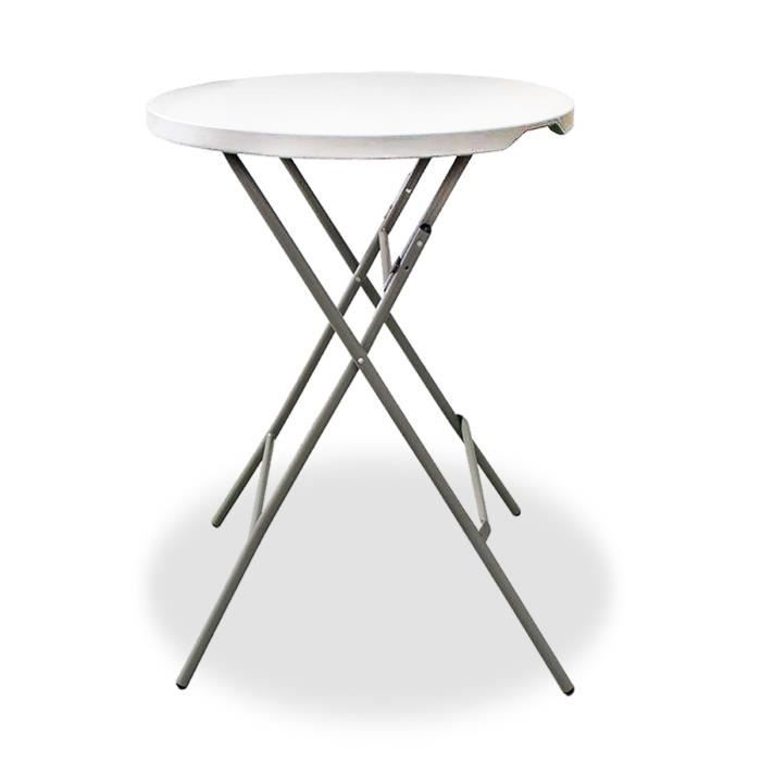 Table haute pliable - JUANIO - JUANIO - Diamètre 80 cm - Hauteur 110 cm - Résistante aux UV