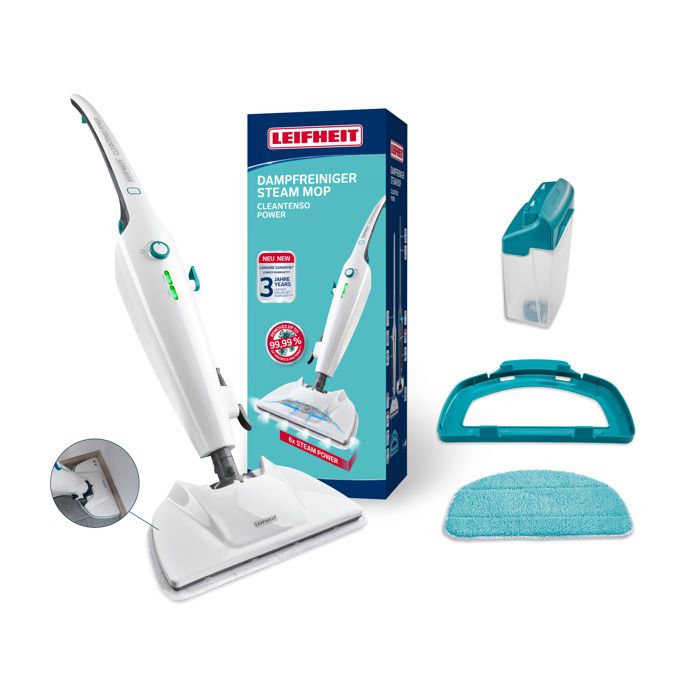 Nettoyeur vapeur Leifheit CleanTenso Power 11940 balai vapeur efficace pour tous types de sols réservoir XXL de 680ml blanc - Leifheit