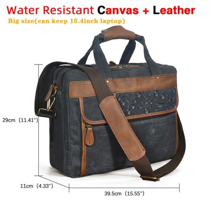 Sac à Bandoulière Homme En Cuir PU - Grande Capacité 38x27x6cm, étanche, Pour Travail Et Déplacements