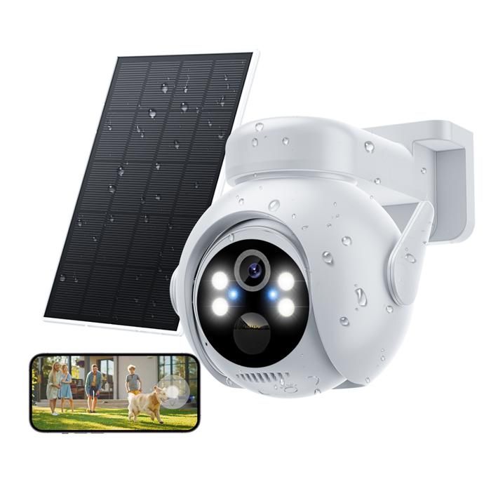 LOSEI Caméra de Surveillance Batterie Solaire sans Fil 4MP 4K Vision Nocturne 20m Détection Humaine 355°+90° WIFI BT APP Alexa IP66