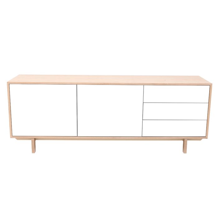 Miliboo - Buffet scandinave bois et blanc 2 portes 3 tiroirs L195 cm SID