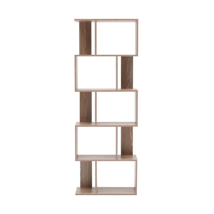 bibliothèque mobili rebecca - 5 étagères - bois marron - 172,5x60x24 cm