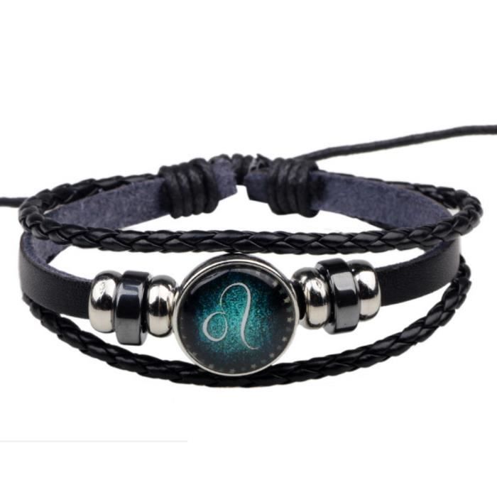 Bracelet En Cuir Gravé Signes Du Zodiaque - Pour Homme Et Femme, Style Rétro, Fait Main, Cadeau Personnalisable - 10