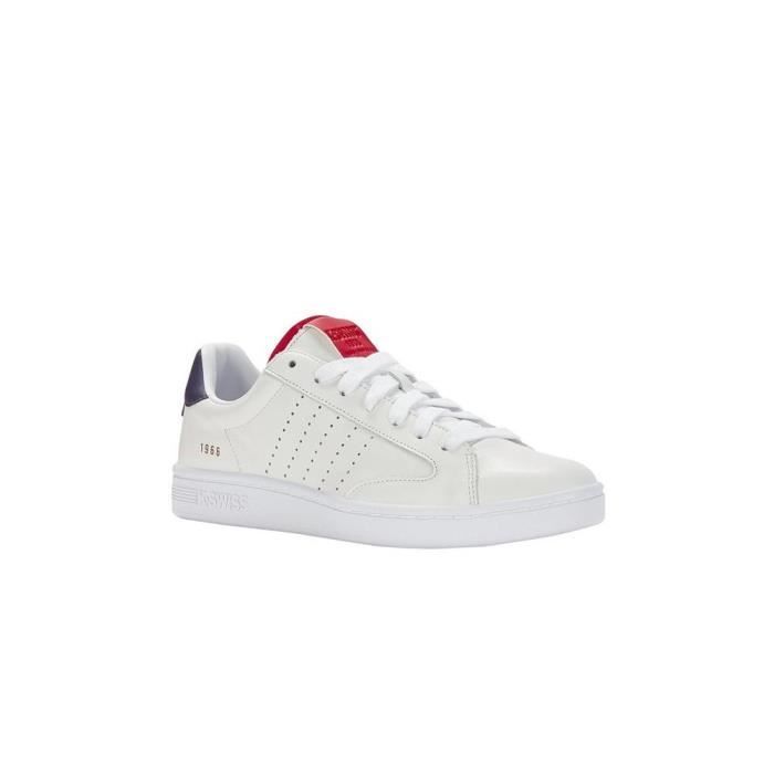 Hommes K-Swiss chaussure à lacets sportive LOZAN KLUB Textile Lacets Plat - Blanc/Samba/Peacot