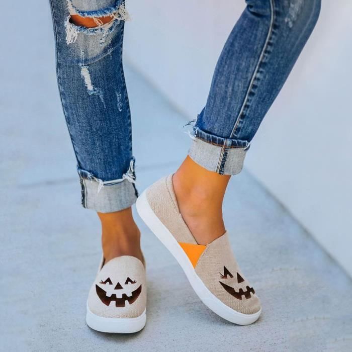 Chaussures Femme Toile Souples Sans Lacets - Confortables Chaussures Paresseuses Légères Pour Quotidien