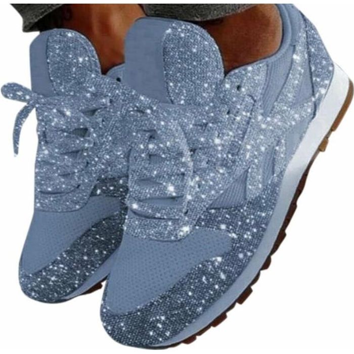 Bleu clair - Baskets d'été pour femmes em mesh à lacets respirantes à sequins  paillettes sports décontractés Bleu clair - Cdiscount Chaussures