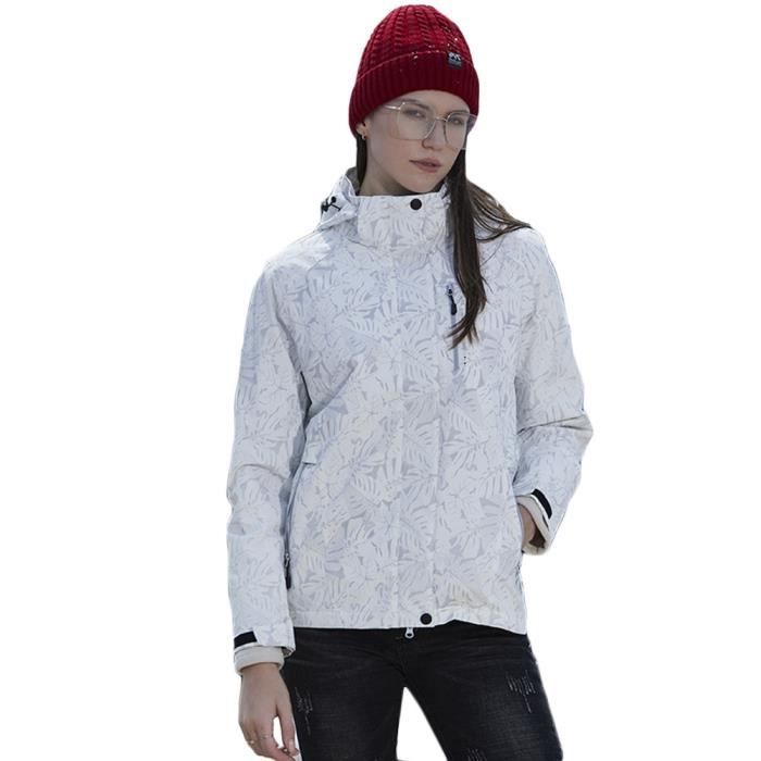 Veste de Ski Imperméable Blouson Femme d'hiver Extérieur en Polaire  Coupe-Vent avec Capuche - Blanc - Cdiscount Sport