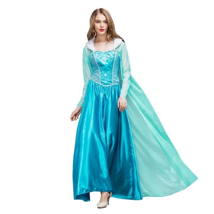Déguisement Reine des Neiges Elsa Adulte - Costume Anniversaire Noël  Halloween Carnaval Cosplay Fête