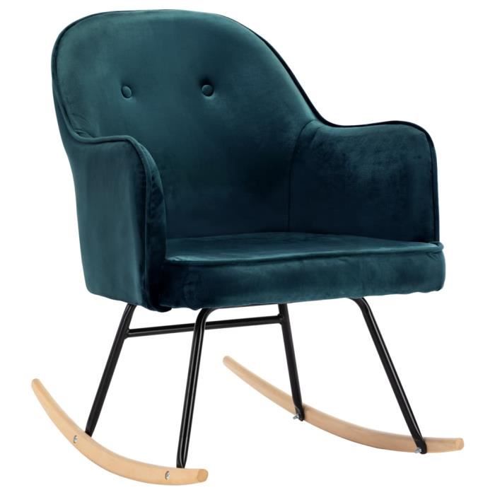 omabeta fauteuils à bascule - chaise à bascule bleu velours - meubles haut de gamme - m20580