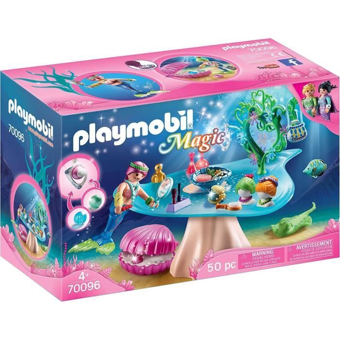 PLAYMOBIL - Magic Les Sirènes - Salon de beauté et sirène avec accessoires de beauté et boîte à perl